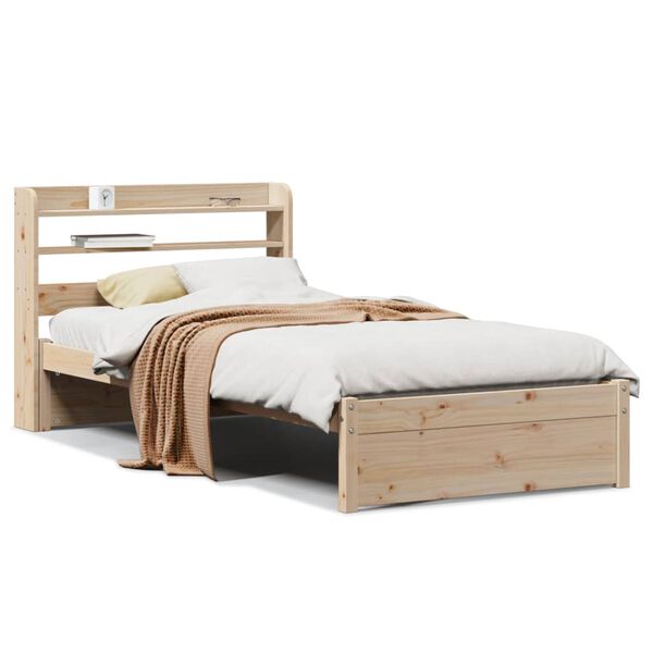 vidaXL Estructura de cama con cabecero madera maciza pino 90x190 cm