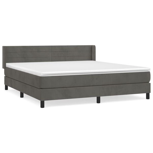 vidaXL Cama box spring con colch&oacute;n terciopelo gris oscuro 180x200 cm