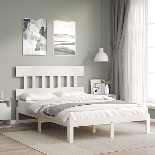vidaXL Estructura de cama sin colch&oacute;n madera de pino blanca 140x200 cm