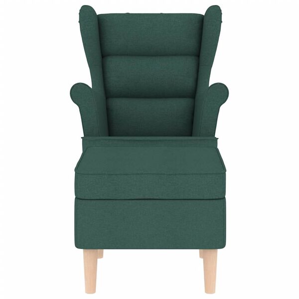 vidaXL Sill&oacute;n con reposapi&eacute;s tela verde oscuro