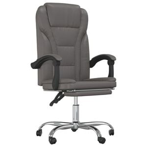 vidaXL Silla de oficina reclinable cuero sint&eacute;tico gris