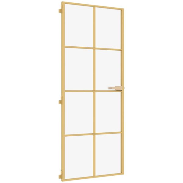 vidaXL Puerta de interior dorada vidrio templado y aluminio 83x201,5cm