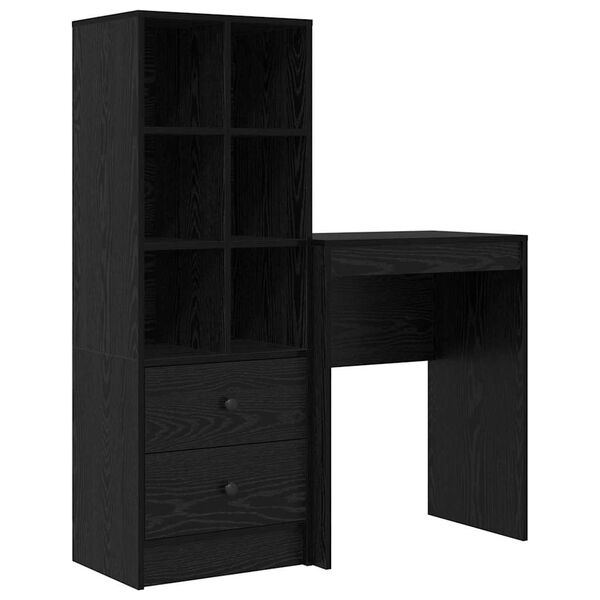 vidaXL Escritorio con caj&oacute;n 2 pcs Roble Negro