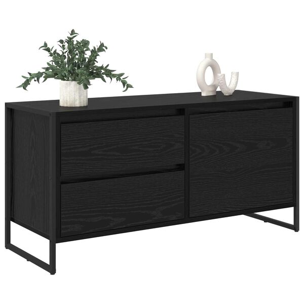 vidaXL Gabinete de TV con caj&oacute;n Roble Negro 100 x 36 x 49.5 cm
