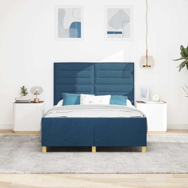 vidaXL Estructura de cama con cabecera Azul 140 x 190 cm tela