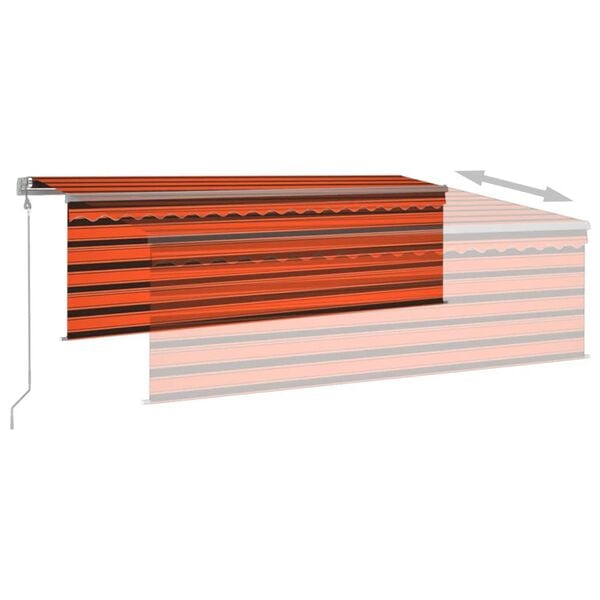 vidaXL Toldo automático persiana LED sensor viento naranja marrón 4x3m