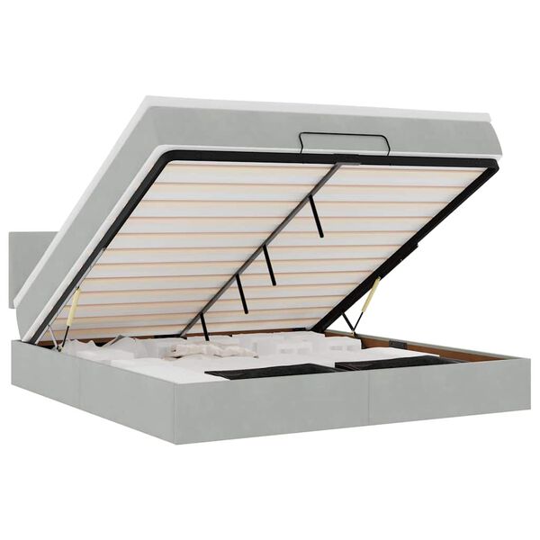 vidaXL Estructura de cama otomana con colch&oacute;n gris claro 180x200cm