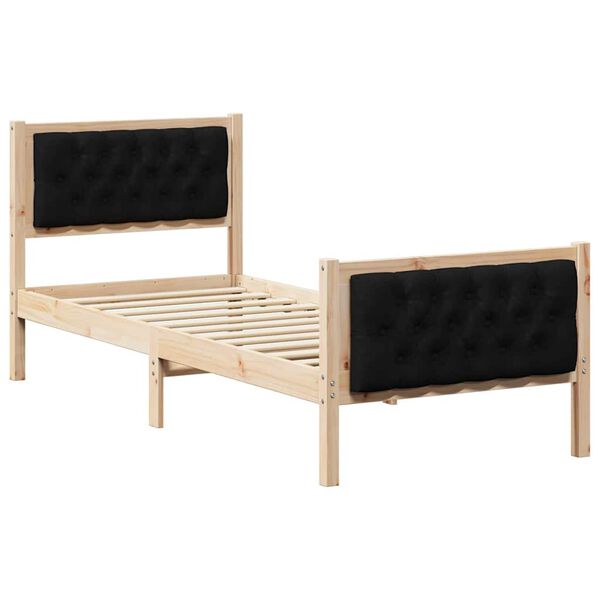 vidaXL Estructura de cama Negro 75 x 190 cm Madera de pino macizo
