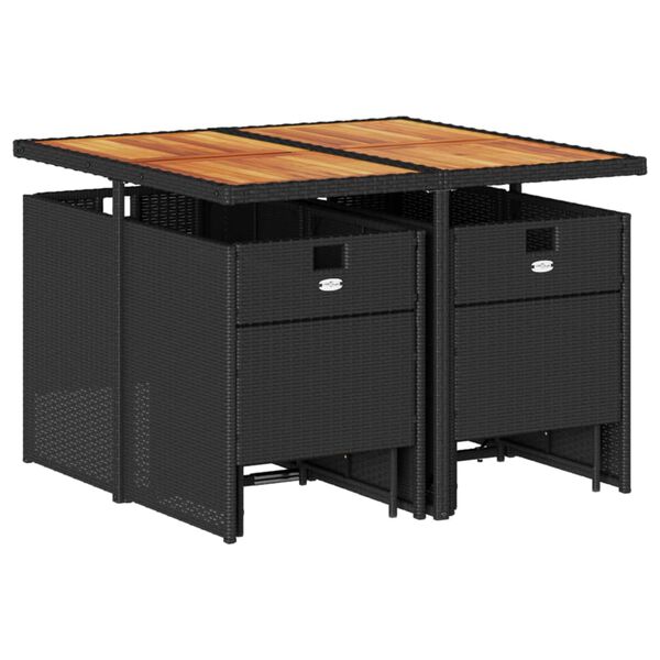 vidaXL Set de comedor de jard&iacute;n 9 pzas y cojines rat&aacute;n sint&eacute;tico negro