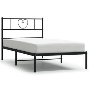 vidaXL Estructura cama sin colch&oacute;n con cabecero metal negro 90x200 cm