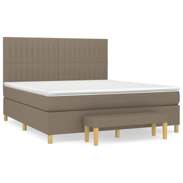 vidaXL Cama box spring con colch&oacute;n tela gris taupe 180x200 cm