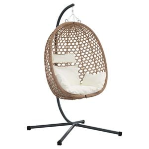 vidaXL Silla huevo colgante Manual Crema Claro 104 x 100 x 191 cm