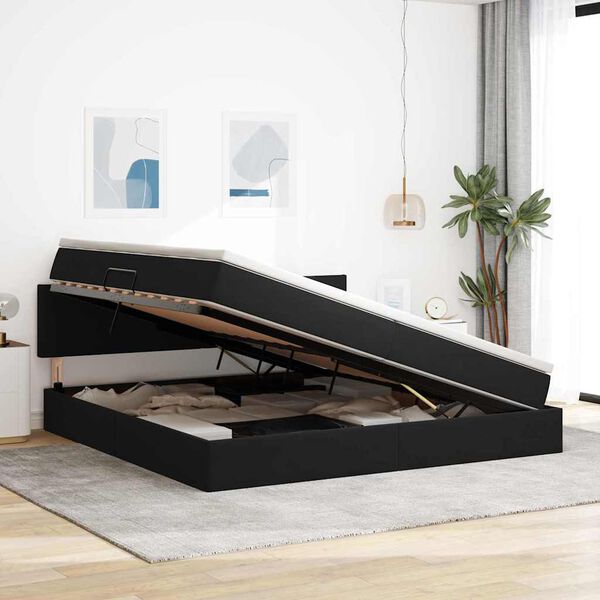 vidaXL Cama con almacenamiento y LED Negro 200 x 200 cm Terciopelo