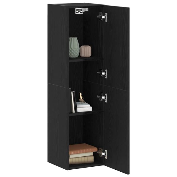 vidaXL Mueble de TV de Pared Roble Negro 30,5 x 30 x 110 cm