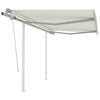 vidaXL Toldo manual retr&aacute;ctil con postes color crema 3x2,5 m