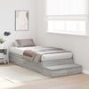 vidaXL Cama con almacenamiento Gris Sonoma 90 cm Madera contrachapada