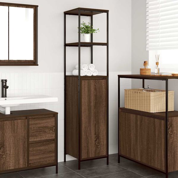 vidaXL Mueble de baño con estantes roble marrón 36x35x165 cm