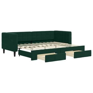 vidaXL Sof&aacute; cama nido con cajones terciopelo verde oscuro 80x200 cm