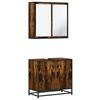vidaXL Set de muebles ba&ntilde;o 2 pzas madera contrachapada roble ahumado