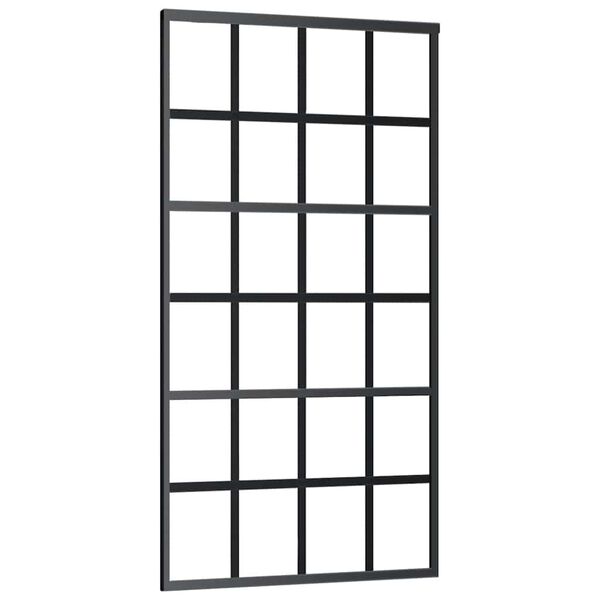 vidaXL Puerta corredera ESG vidrio y aluminio negra 102x205 cm