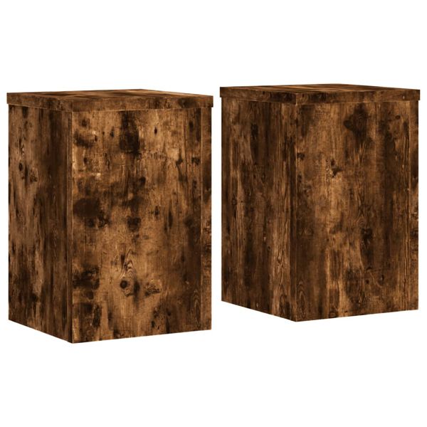 vidaXL Soportes de plantas 2 uds madera roble ahumado 20x20x30 cm