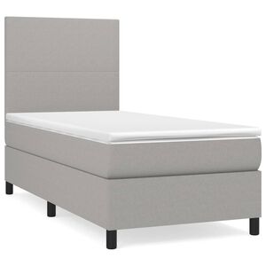 vidaXL Cama box spring con colch&oacute;n tela gris claro 80x200 cm