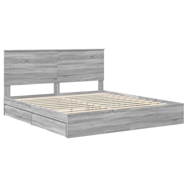 vidaXL Cama con almacenamiento con cabecera Gris Sonoma 200 x 200 cm
