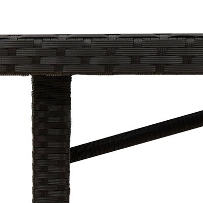 vidaXL Mesa de jardín superficie de madera ratán PE negro 190x80x74 cm