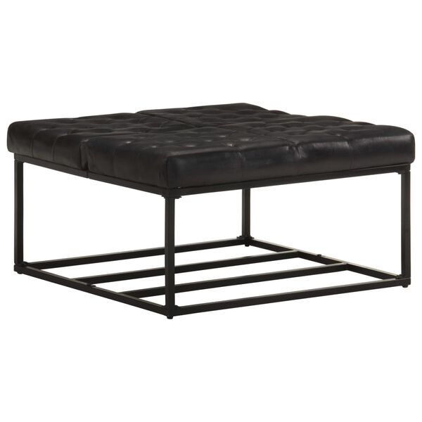 vidaXL Puf de cuero aut&eacute;ntico negro 80x80x43 cm