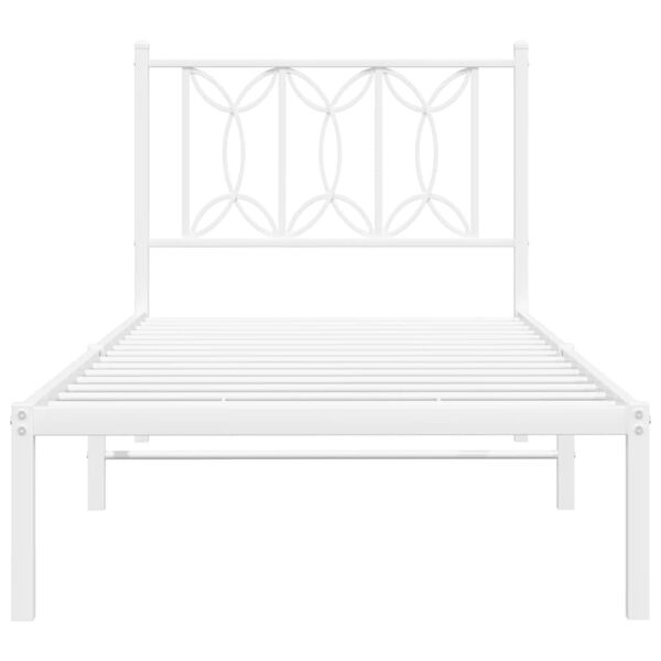 vidaXL Estructura cama sin colchón con cabecero metal blanco 90x190 cm