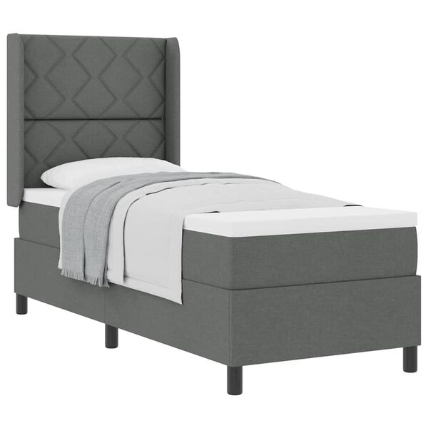 vidaXL Cama tipo Box Spring con colch&oacute;n Gris oscuro 90 x 190 cm tela