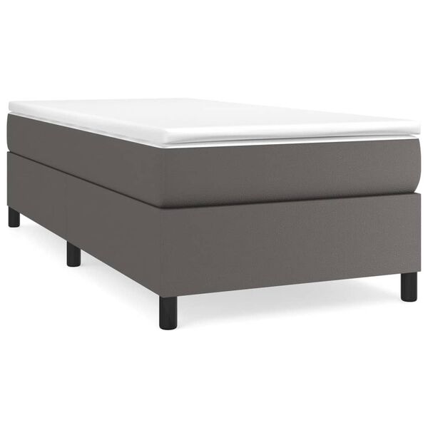 vidaXL Cama box spring con colchón cuero sintético gris 90x200 cm
