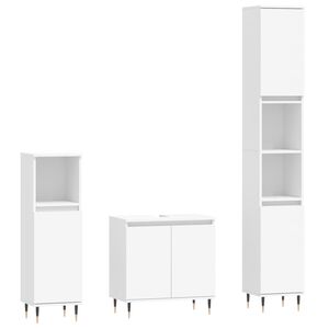 vidaXL Set de muebles de ba&ntilde;o 3 piezas madera contrachapada blanco