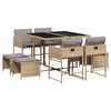 vidaXL Set comedor de jard&iacute;n 9 pzas con cojines rat&aacute;n sint&eacute;tico beige
