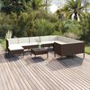 vidaXL Set muebles de jard&iacute;n 11 pzas y cojines rat&aacute;n sint&eacute;tico marr&oacute;n