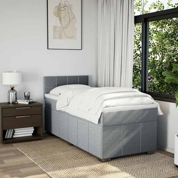vidaXL Cama box spring con colch&oacute;n tela gris claro 80x200 cm