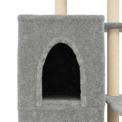 vidaXL Rascador para gatos con postes de sisal gris claro 97 cm
