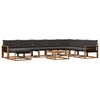 vidaXL Conjunto de sof&aacute;s de exterior con coj&iacute;n 9 pcs Natural y negro