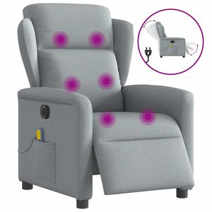 vidaXL Sill&oacute;n reclinable de masaje el&eacute;ctrico tela gris claro
