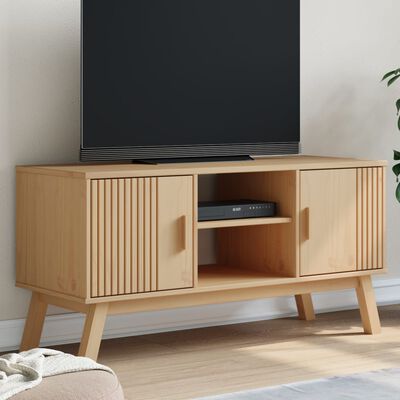 vidaXL Mueble de TV OLDEN madera maciza de pino marrón 114x43x57 cm