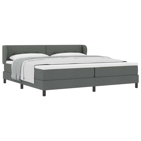vidaXL Cama tipo Box Spring con colch&oacute;n Gris oscuro 200 x 200 cm tela