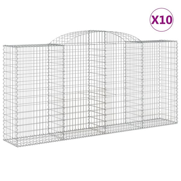 vidaXL Cestas gaviones 10 uds forma de arco hierro 300x50x140/160 cm