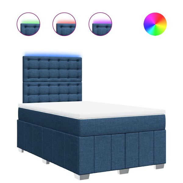 vidaXL Cama box spring con colch&oacute;n tela azul 120x190 cm