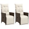 vidaXL Sillones reclinables jard&iacute;n con cojines marrones 2 uds rat&aacute;n PE