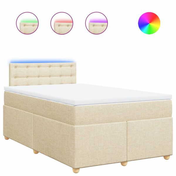 vidaXL Cama box spring con colch&oacute;n tela color crema 120x190 cm