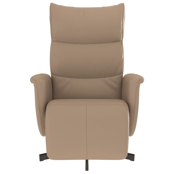 vidaXL Sill&oacute;n reclinable con reposapi&eacute;s cuero sint&eacute;tico capuchino