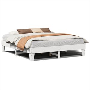 vidaXL Estructura de cama sin colch&oacute;n madera maciza blanca 200x200 cm