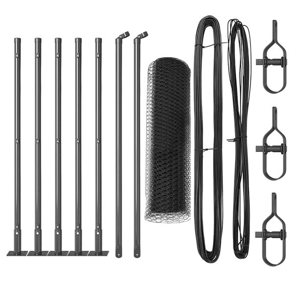 vidaXL Poste de Valla Gris 10 x 0,5 m (malla de 25 mm) Acero y PVC