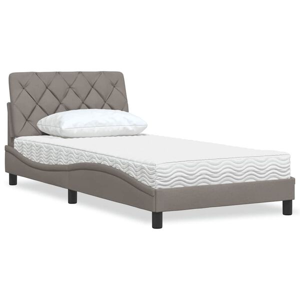 vidaXL Cama con colch&oacute;n tela gris taupe 100x200 cm