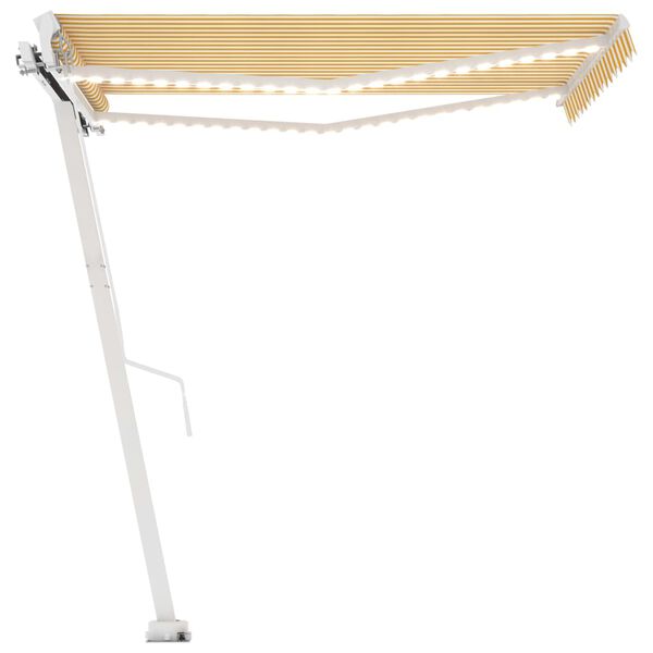 vidaXL Toldo retr&aacute;ctil manual con LED amarillo y blanco 350x250 cm